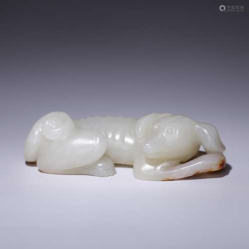 CHINESE SONG DYNASTY WHITE JADE DOG