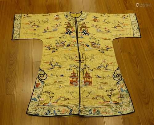 CHINESE QING DYNASTY YELLOW LADY BLOUSE