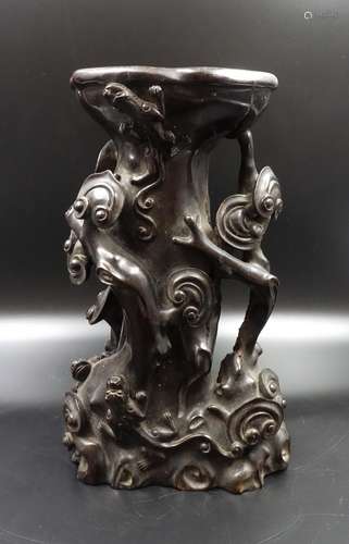 CHINESE ZITAN CARVED LINGZHI GROUP