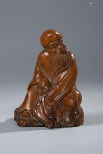 CHINESE HUANGYANG WOOD FIGURE OF LAOSHOU