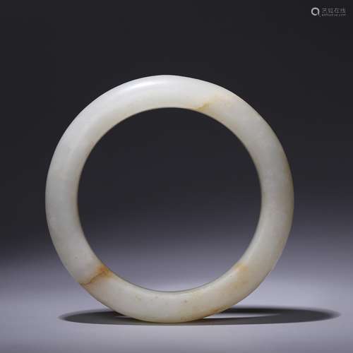 CHINESE QING DYNASTY WHITE JADE BANGLE