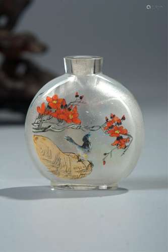 CHINESE INTERIOR PAINTED GLASS SNUFF BOTTLE