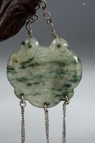 CHINESE JADEITE LOCK SHAPE PENDANT