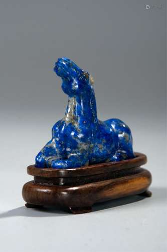 CHINESE LAPIS LAZULI FIGURE OF HORSE