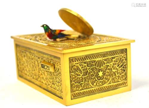 Gilt Bronze Singing Bird Music Box in Fitted Case