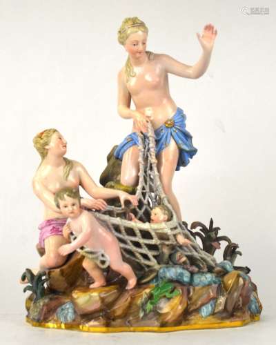 Meissen Porcelain  Figural Group of Fishing