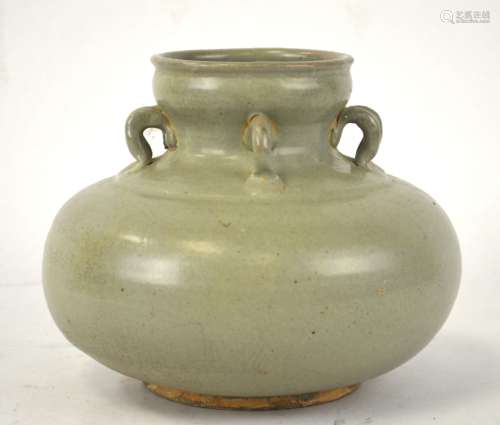 Chinese Celadon Glazed  Jar w  Handles