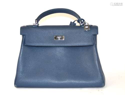 Hermes Kelly Blue Hand Bag
