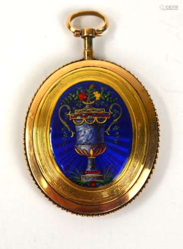 Gold and Enamel Pendant with Painted Mixcture