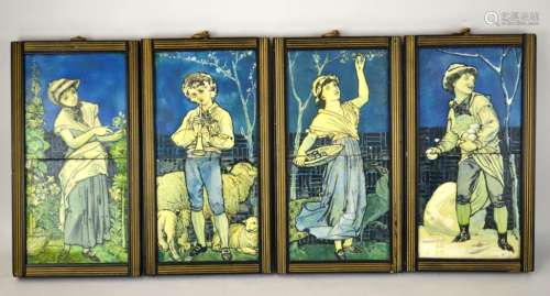 Set of Four English Tiles Panels