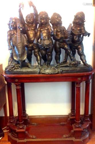 An amazing oversized bronze sculpture of five cher