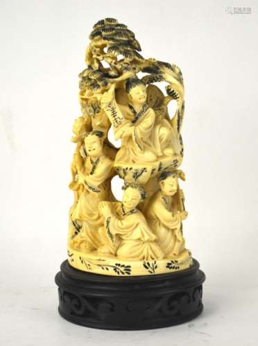 Chinese Bone Carved Figure with Stand