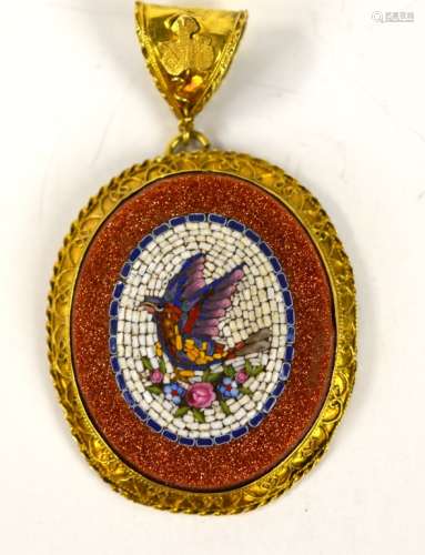 Micro Mosaic Gold Pendant