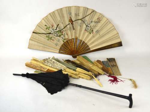 Group of Hand Fans and One Umbrella
