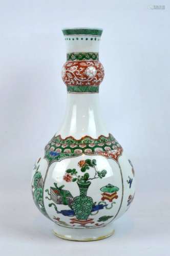 Kangxi Chinese Famille Verte Garlic Mouth Vase