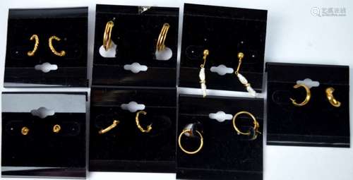 7 Pairs of Earrings in 14K Gold