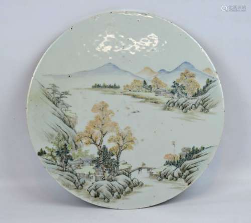 Late Qing Chinese Porcelain Landscape Plaque