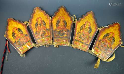 18th C Tibetan Ringga Ritual Crown Gesso & Gold