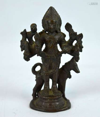 17th C or Earlier Tibet/Nepal Standing Bronze