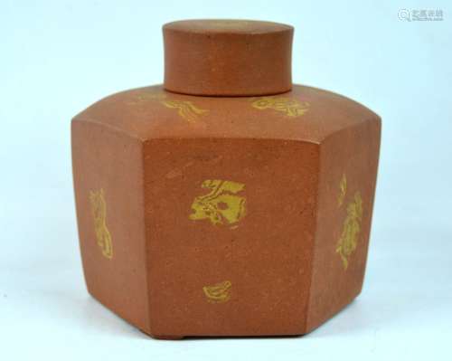 Rare Chinese Kangxi 17th C Yixing Hexagon Tea Jar