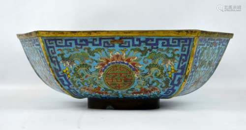 Imperial18th C Chinese Cloisonne Hexagon Bowl