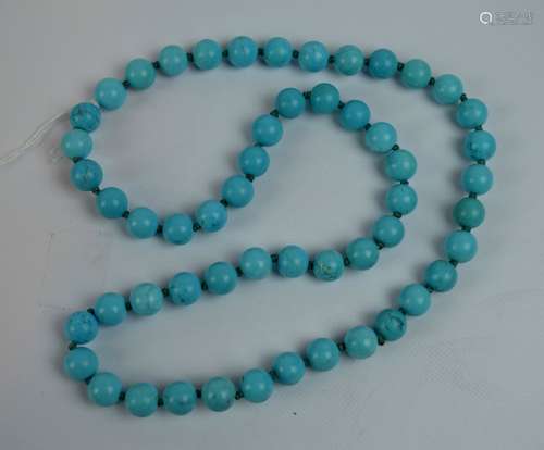 Old Turquoise Bead Necklace; Weight 85.5 G