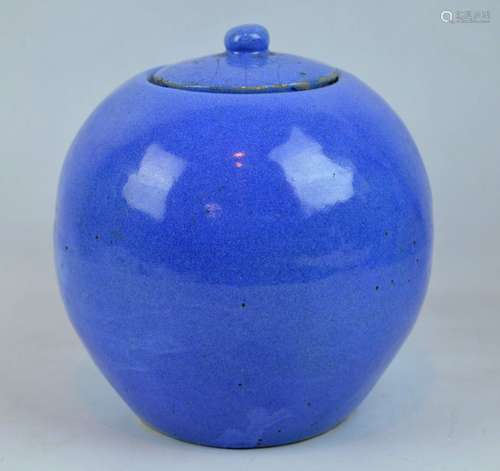 Rare Chinese Junyao-Blue Glazed Yixing Tea Jar