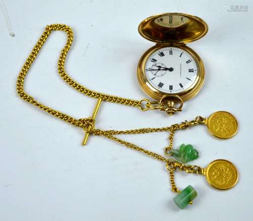 Tavannes Watch Co 14K Case; 24K Chain Czar Coins