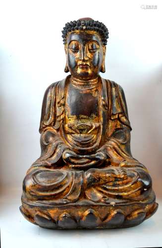 Large Chinese Wood Buddha