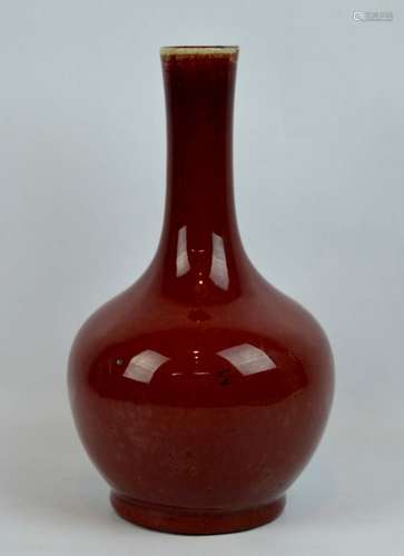 19th C Chinese Underglaze Red Porcelain Vase