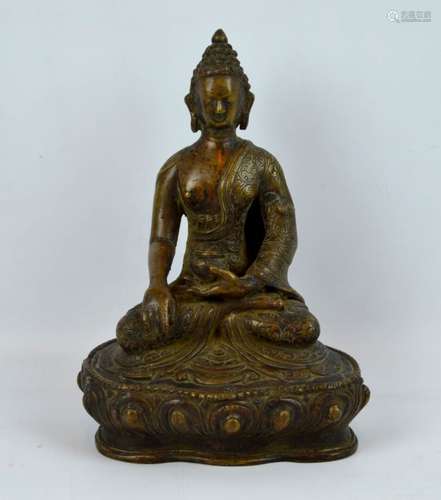 18th/19th C Tibet Incised & Cast Bronze Buddha