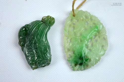 2 - Well Carved Chinese Natural Jadeite Pendants