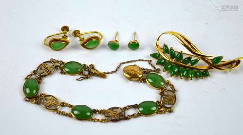 Chow Tai Fook Natural Jadeite Pin, Bracelet, etc.