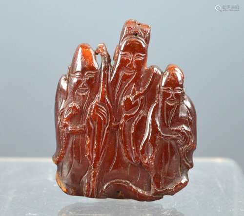 Rare Ming Dynasty Carved Amber Plaque