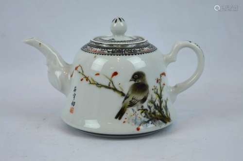 20th C Chinese Artist Painted Porcelain Teapot