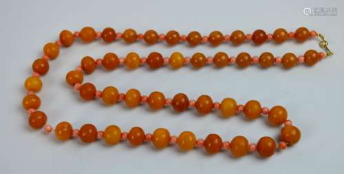 Butterscotch Amber Bead Necklace Total 77 Grams