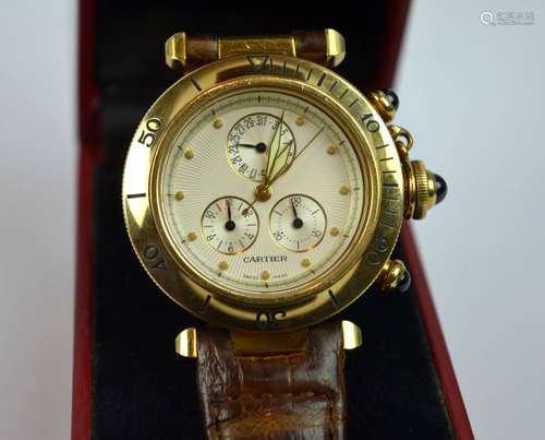 Pasha de Cartier Chronograph 18K Wristwatch