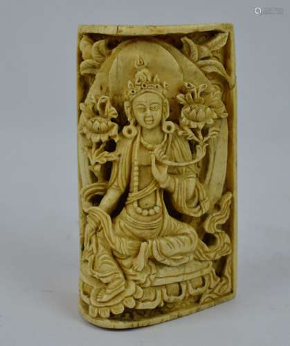 Antique Tibetan Carving of Seated Guanyin