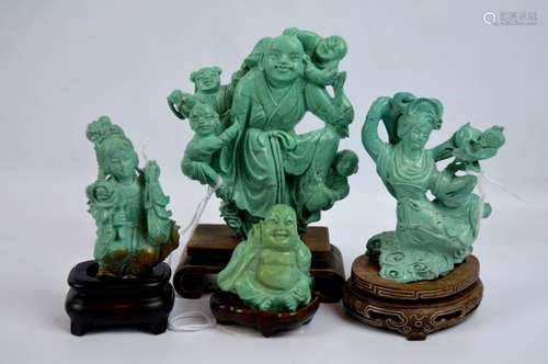 4 - Good Chinese Carved Turquoise Sculptures