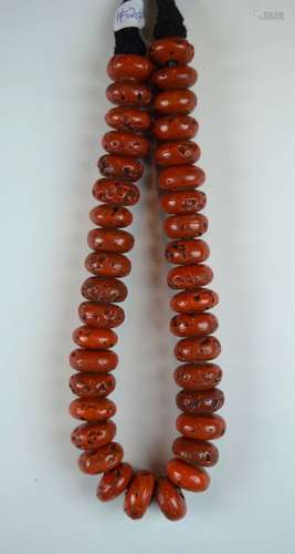 Vintage Coral-Glass Trade Bead Necklace