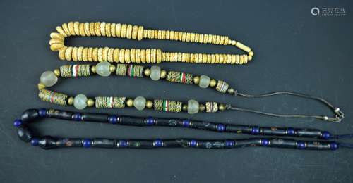 3 - Vintage Blown-Glass & Carved Trade Beads