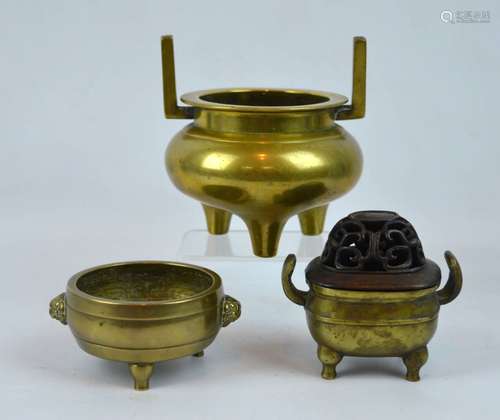 3 - Antique Chinese Bronze Small Censers