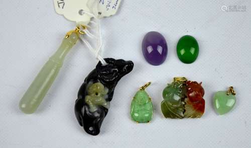 Group of 5 Old Jade or Jadeite Pendants