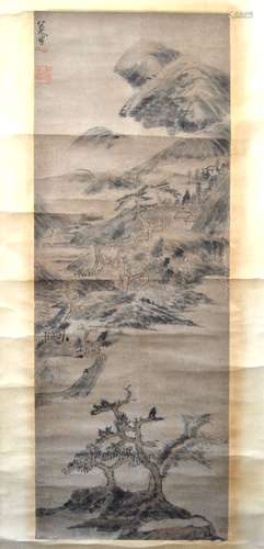 Chinese Ink Painting on Paper on Scroll