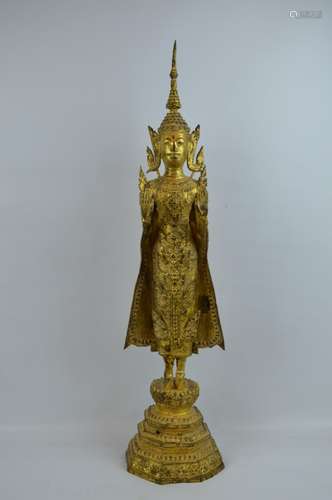 Thailand Ayutthaya-style gilt & cast bronze Buddha