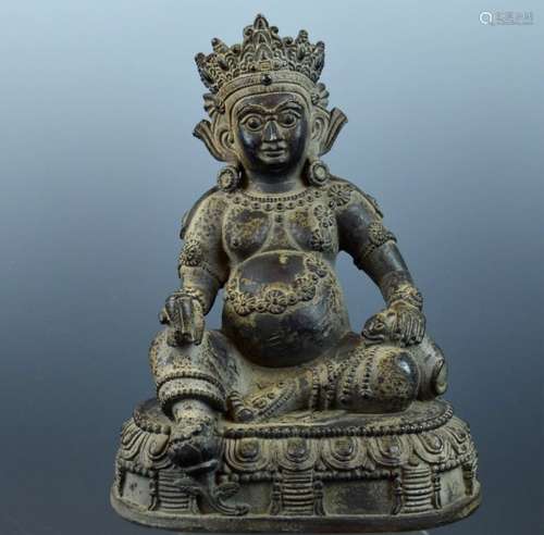 Well Cast Tibetan Bronze God of Wealth