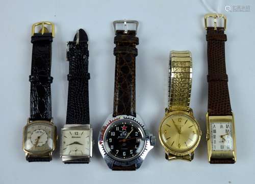 5 Vintage Men's Wrist Watches