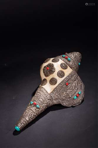 Chinese Silver Buddhist Item Snail