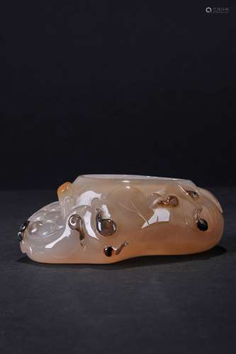 Chinese Agate Carved Water Coupe