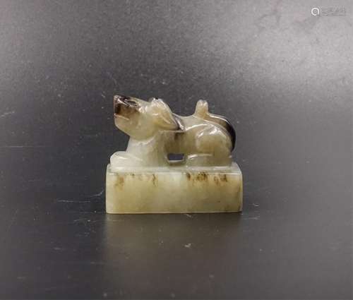 Chinese Qing Dynasty Jade Beast Seal